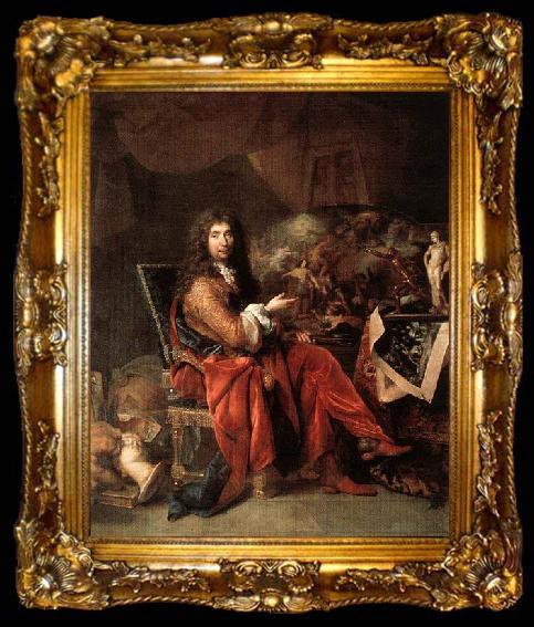 framed  Nicolas Lancret Portrait of Charles Le Brun, ta009-2